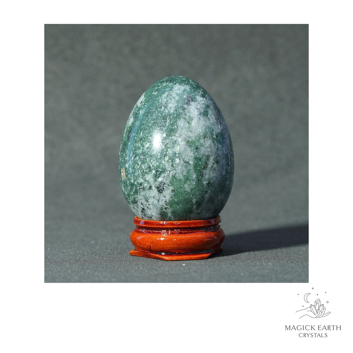 Natural Moss Agate Crystal Egg View B