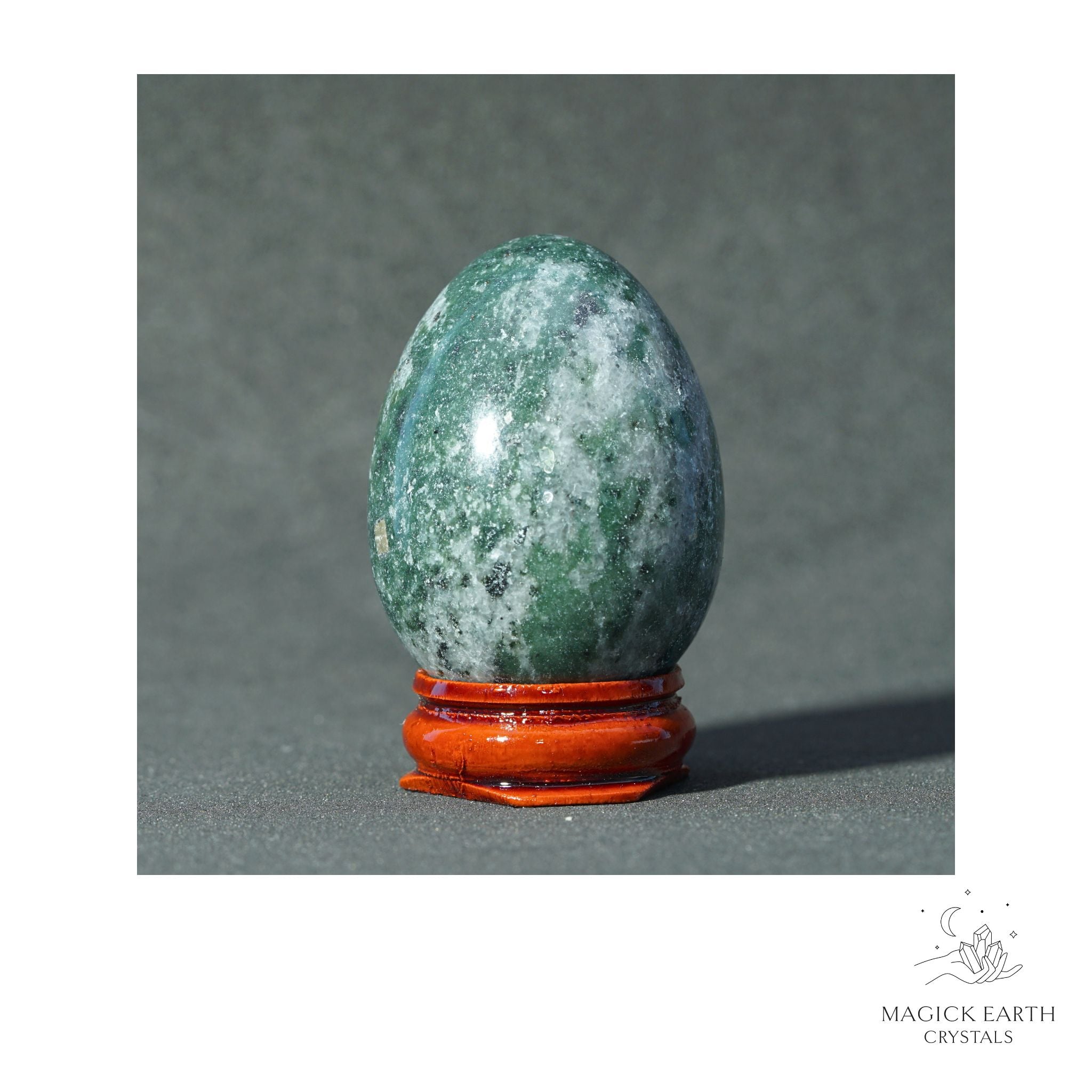 Natural Moss Agate Crystal Egg View B