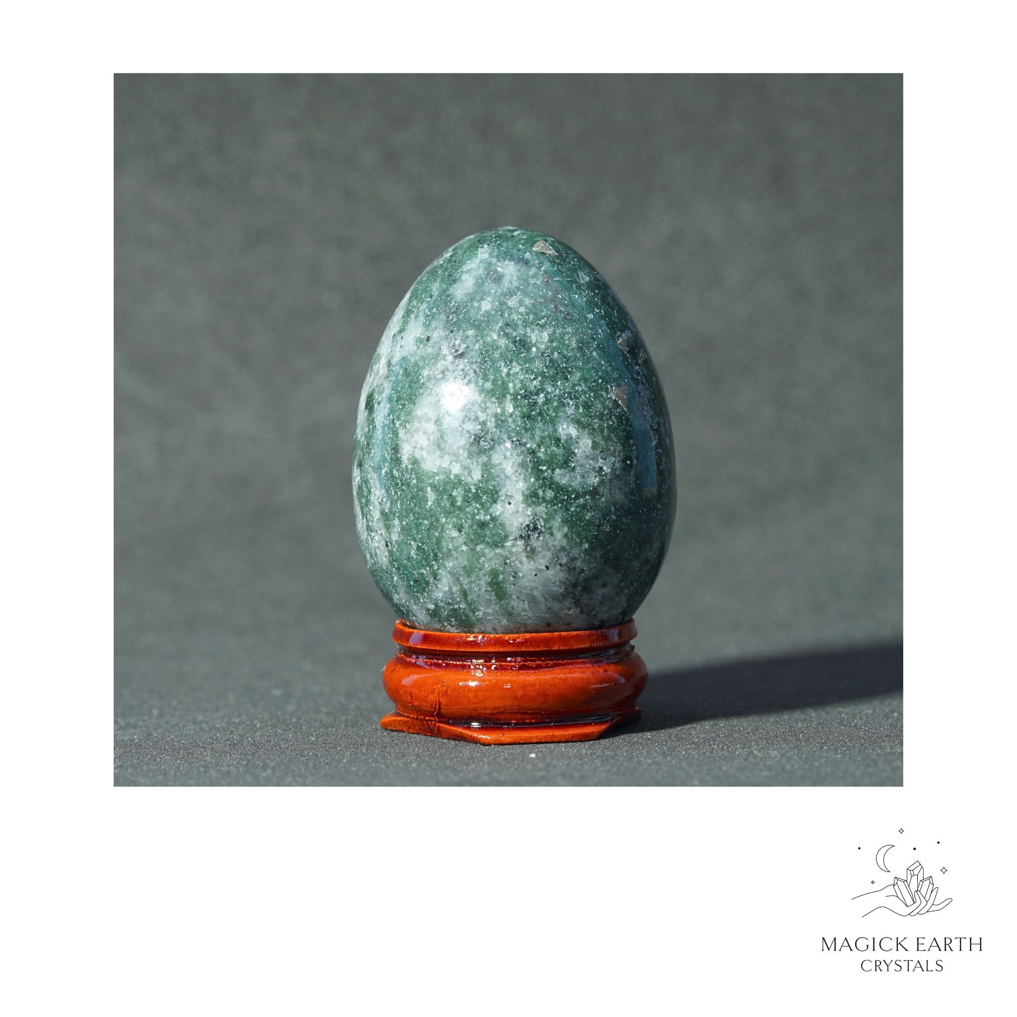Natural Moss Agate Crystal Egg View C