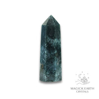 Natural Moss Agate crystal tower view b