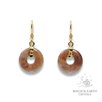 Natural Moss / Indian Agate crystal donut earrings view c