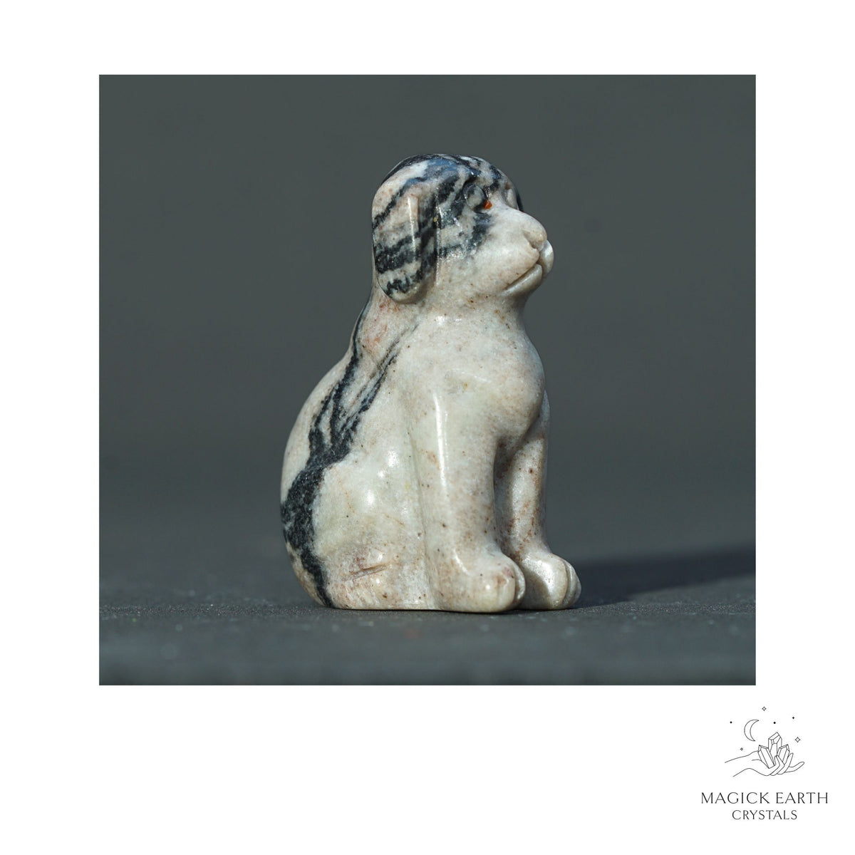 Natural Net Jasper crystal dog figurine 40mm view a