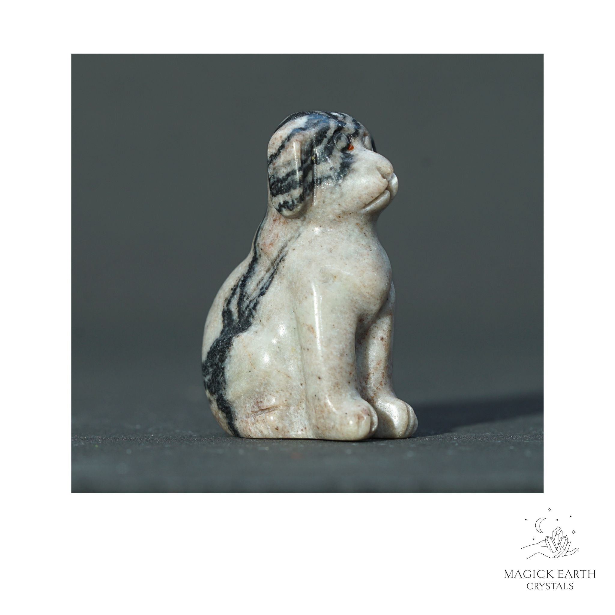 Natural Net Jasper crystal dog figurine 40mm view a