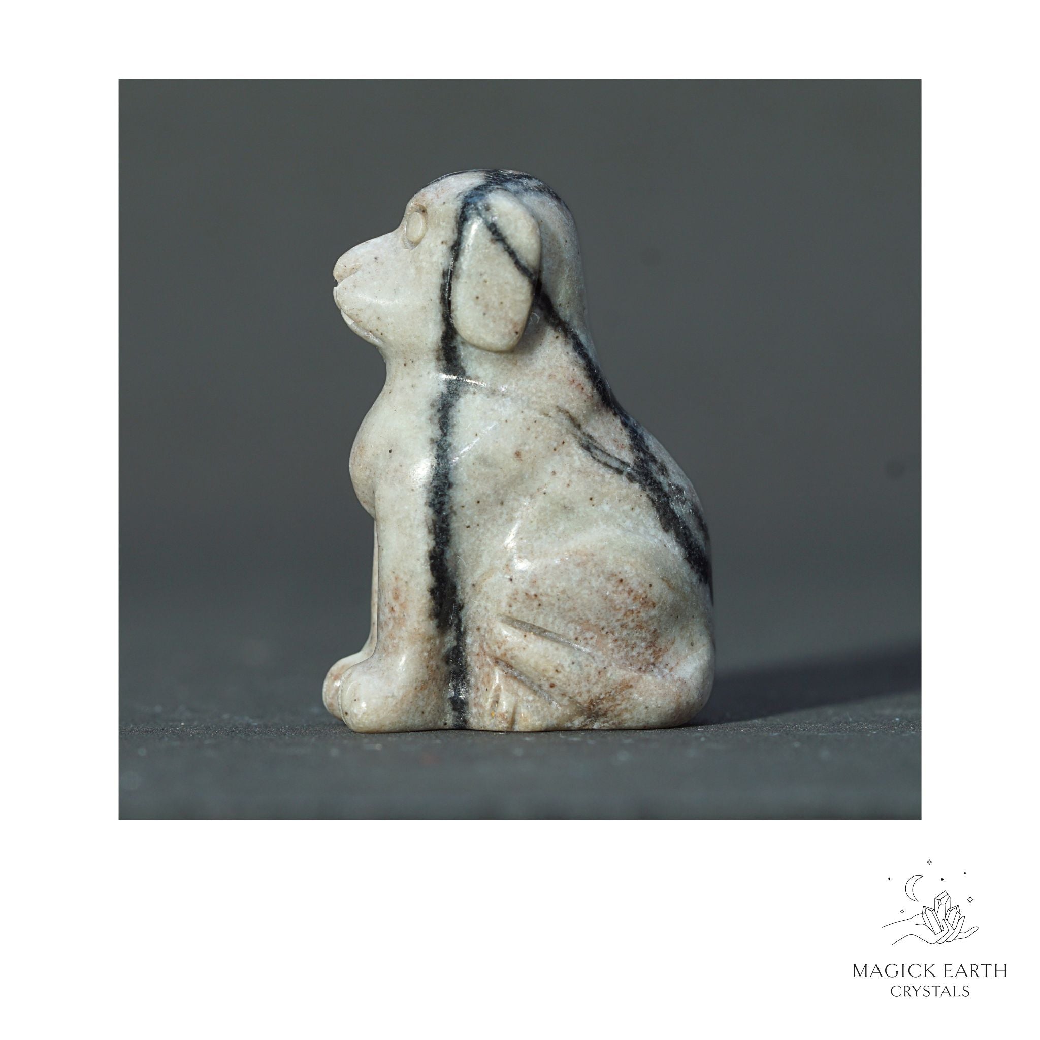 Natural Net Jasper crystal dog figurine 40mm view b