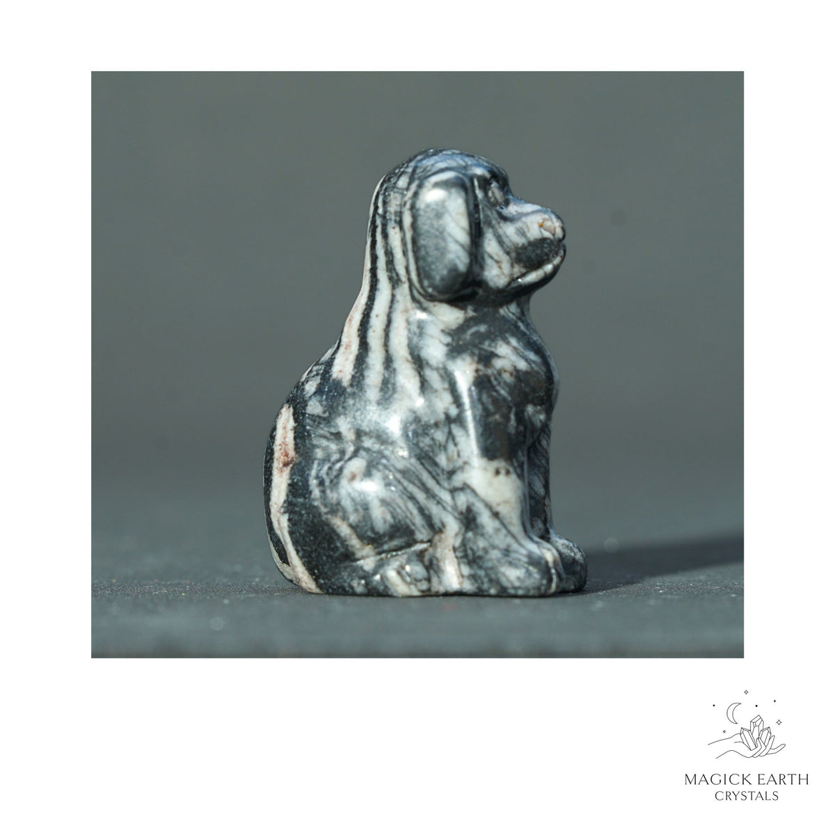 Natural Net Jasper crystal dog figurine 40mm view c