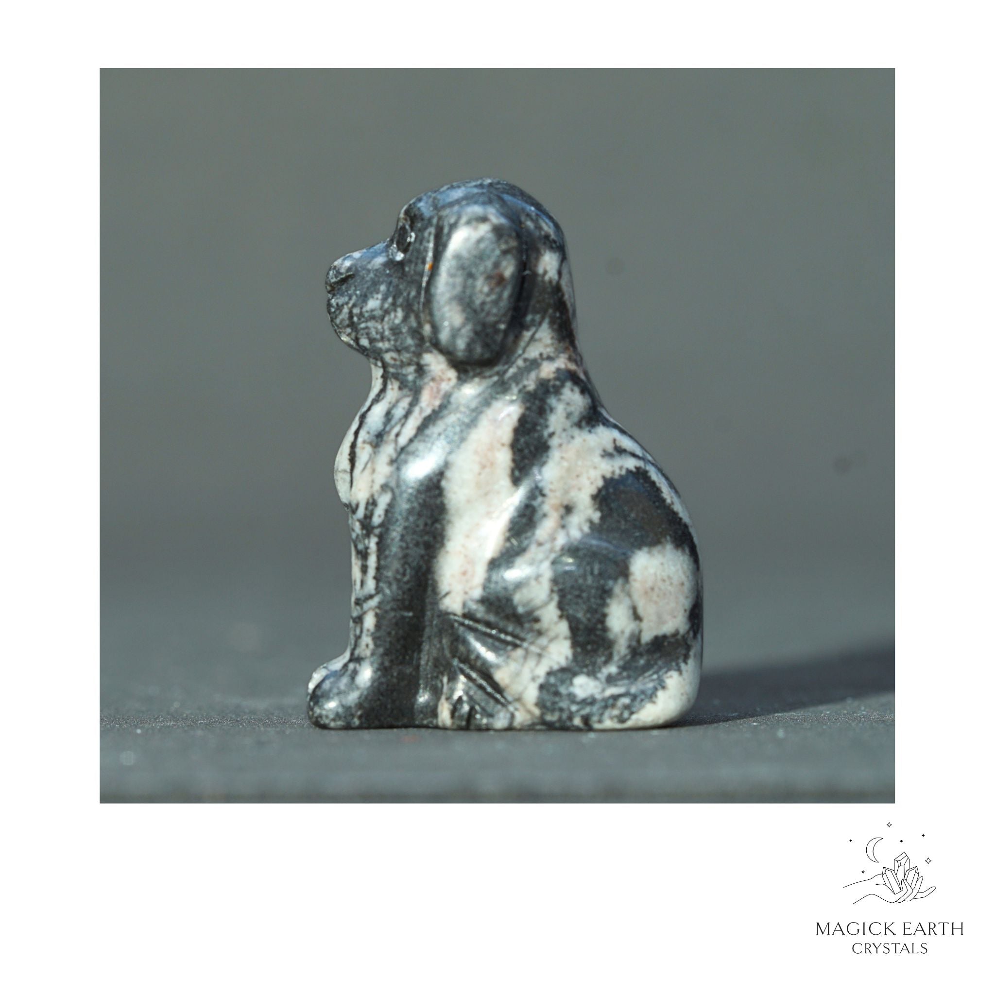 Natural Net Jasper crystal dog figurine 40mm view d