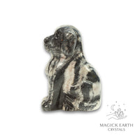 Natural Net Jasper crystal dog figurine view b