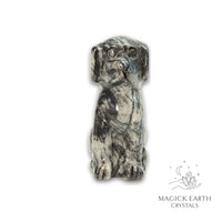 Natural Net Jasper crystal dog figurine view c