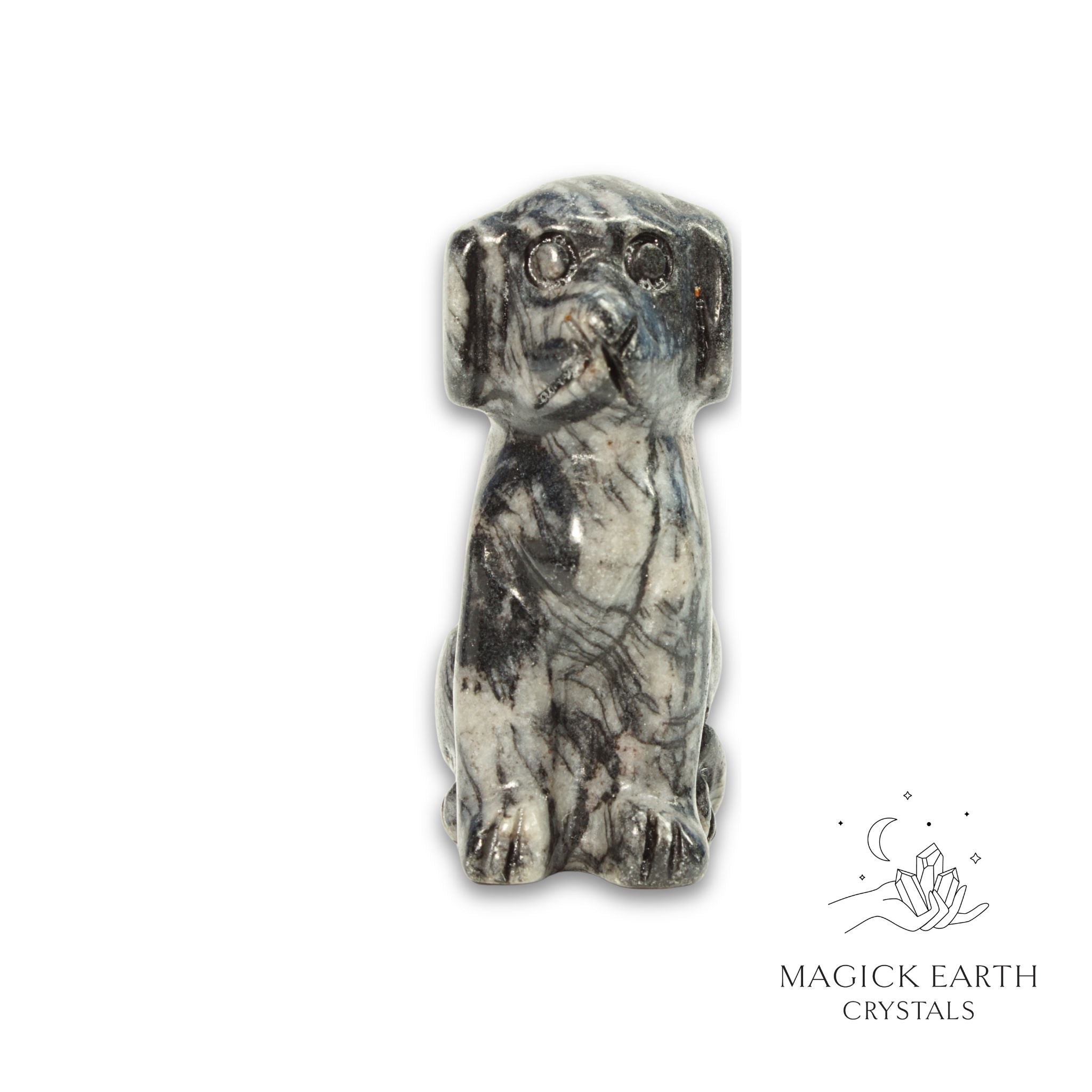 Natural Net Jasper crystal dog figurine view c