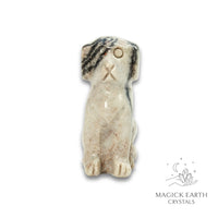 Natural Net Jasper crystal dog figurine view f
