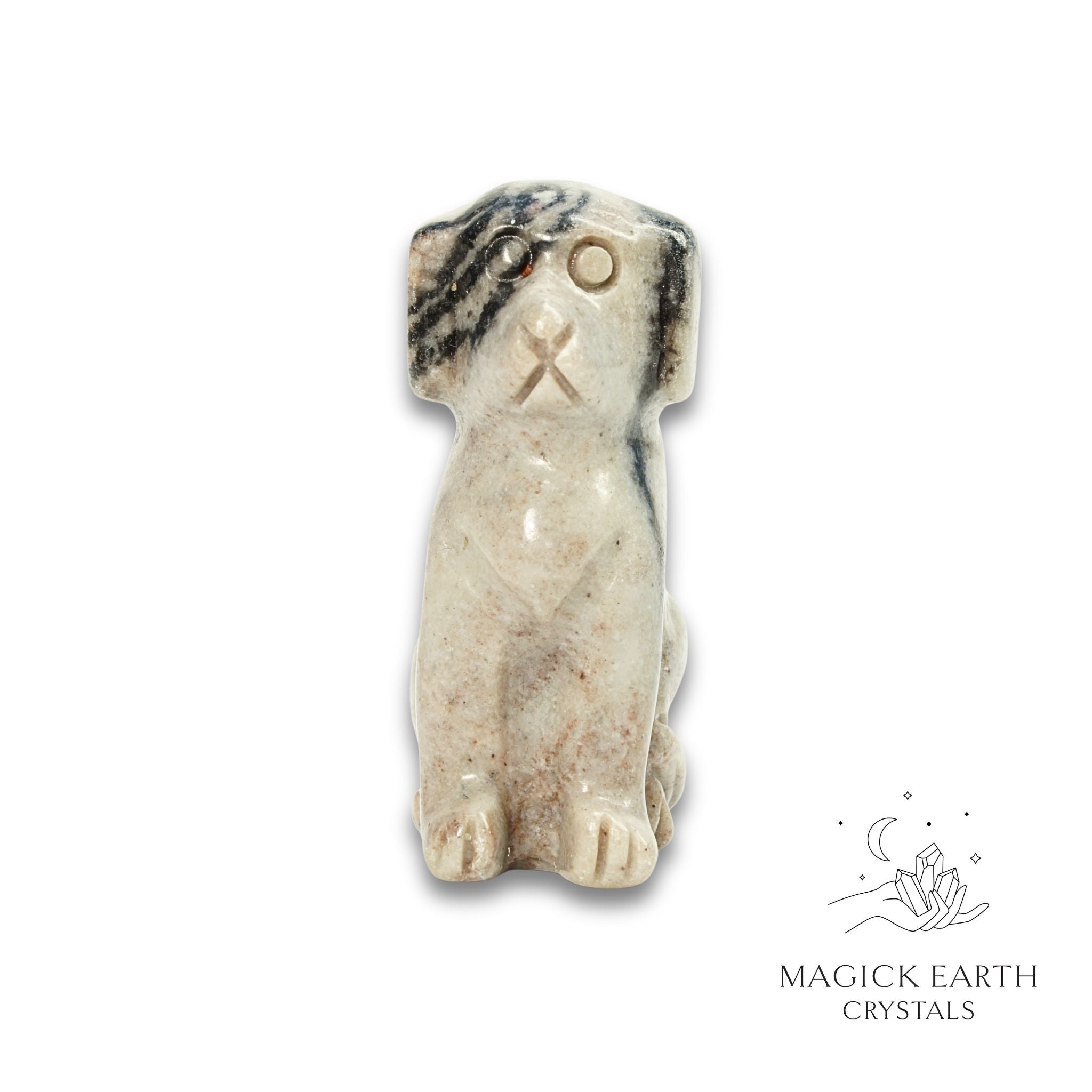 Natural Net Jasper crystal dog figurine view f