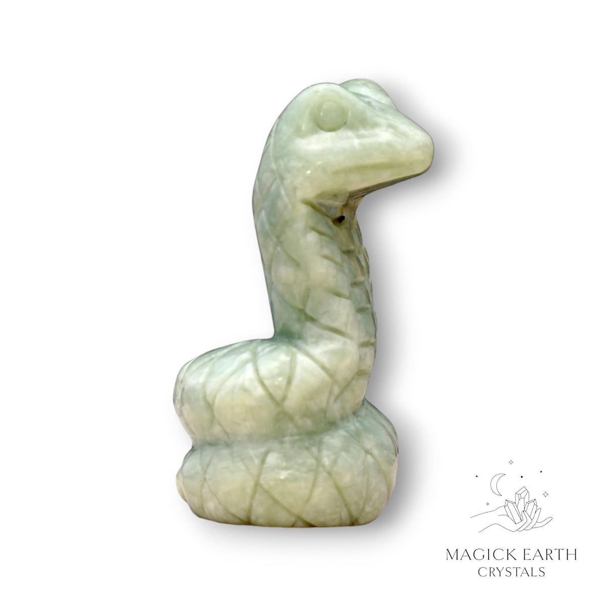Natural New Jade crystal snake figurine right view