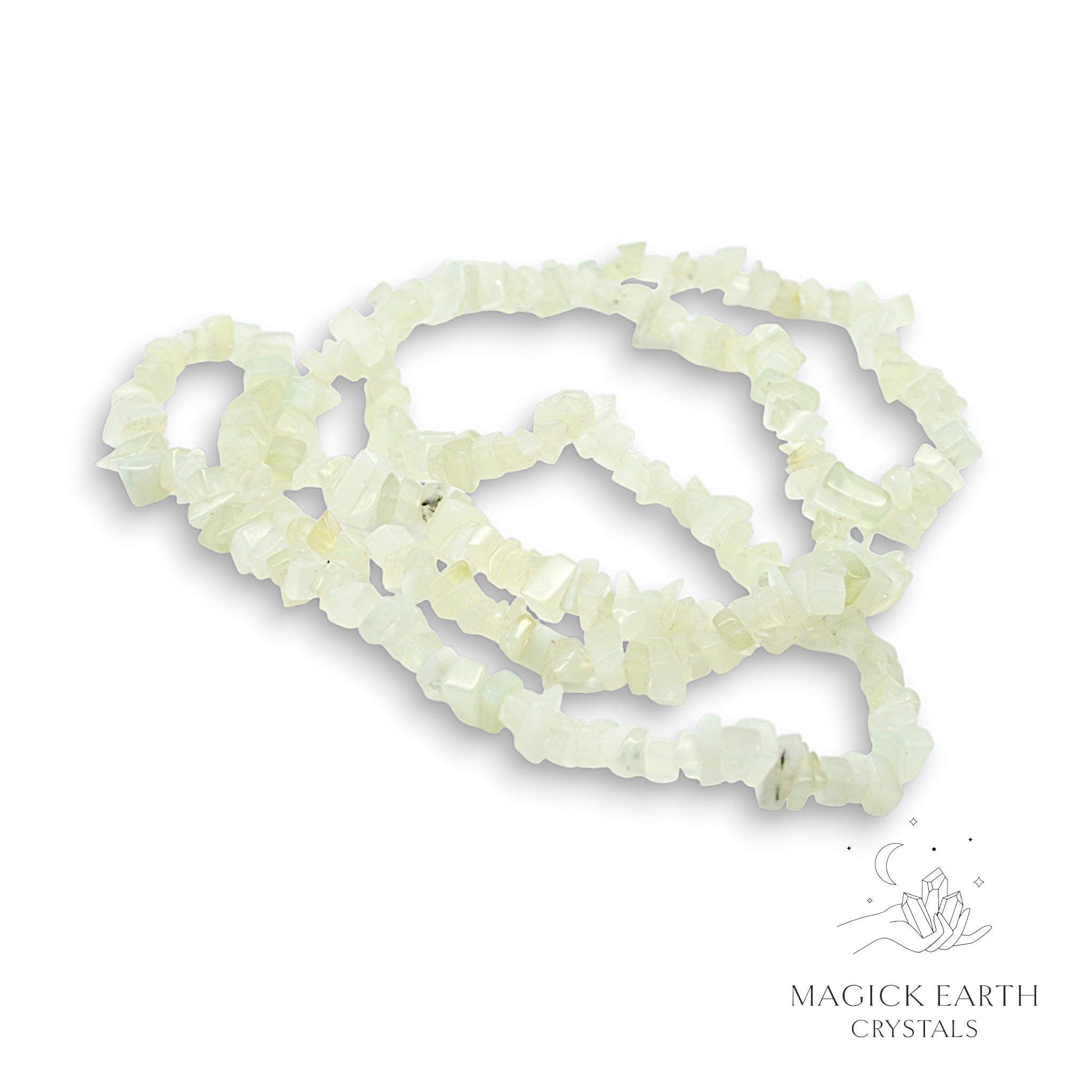 Natural New Jade drilled crystal chip strand