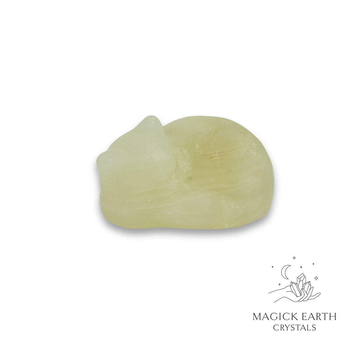 Natural New Jade sleeping cat figurine view a