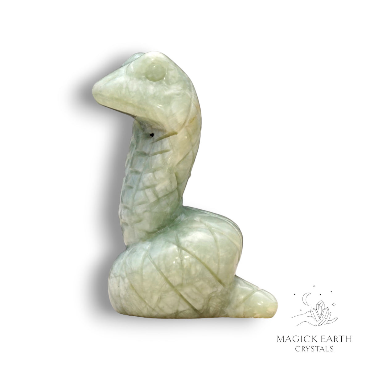 Natural New Jade crystal snake figurine left view