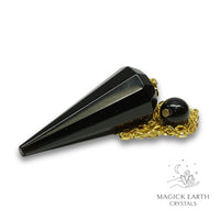 Natural Obsidian 12 Facet large cone crystal pendulum view b