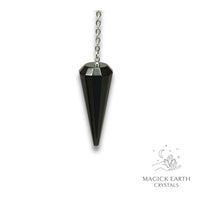 Natural Obsidian 12 Facet large cone crystal pendulum view c