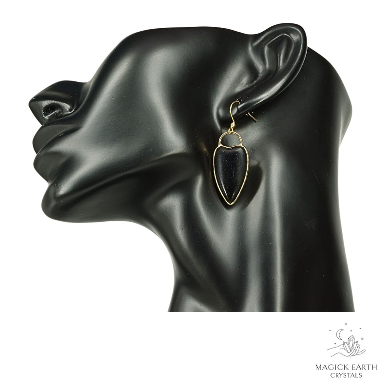 Obsidian Charmed Heart Earrings for Tough Love Protection