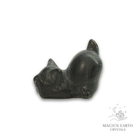 Natural Obsidian crystal crouching cat figurine view a