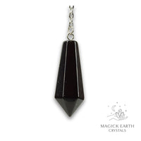 Natural Obsidian crystal bullet pendulum view b