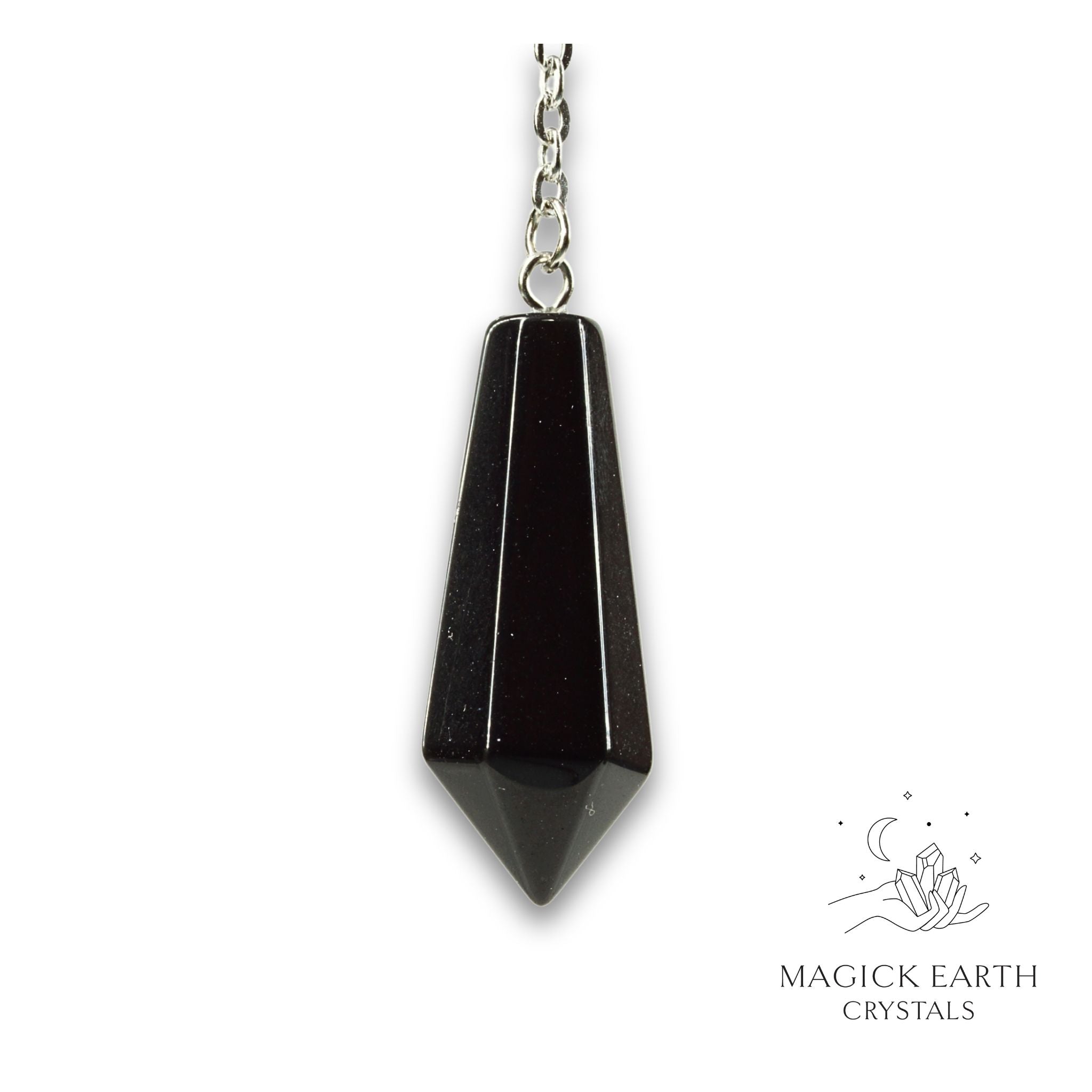 Natural Obsidian crystal bullet pendulum view b