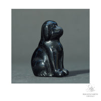 Natural Obsidian crystal dog figurine 40mm view a