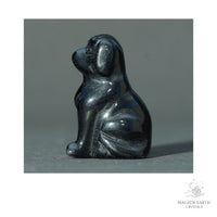 Natural Obsidian crystal dog figurine 40mm view b