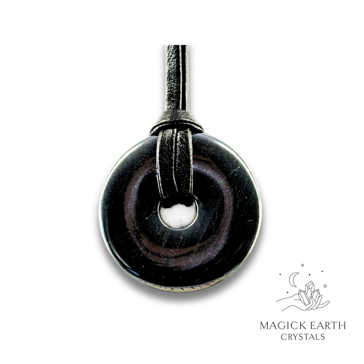 Natural Obsidian crystal donut view b