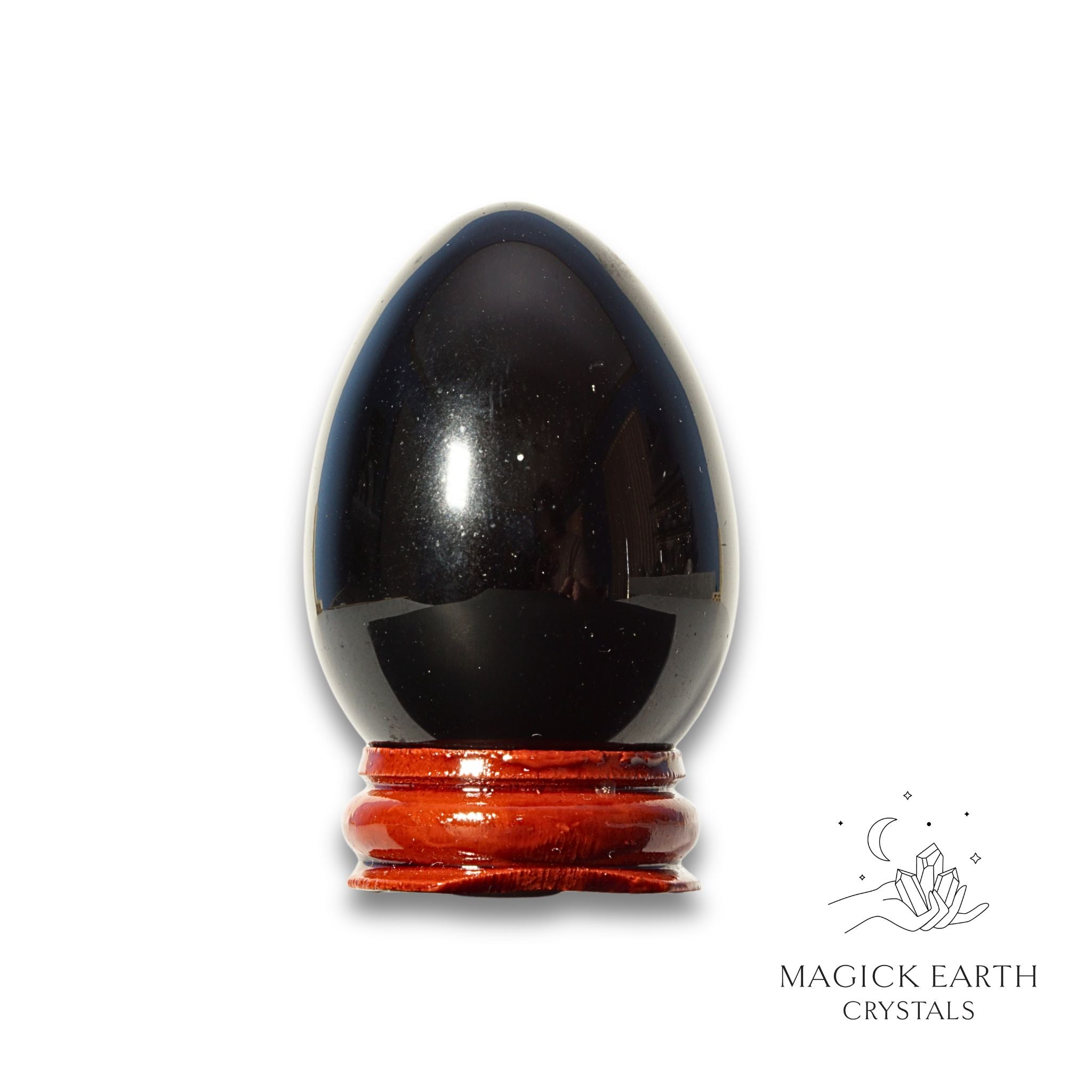 Natural Obsidian crystal egg view c