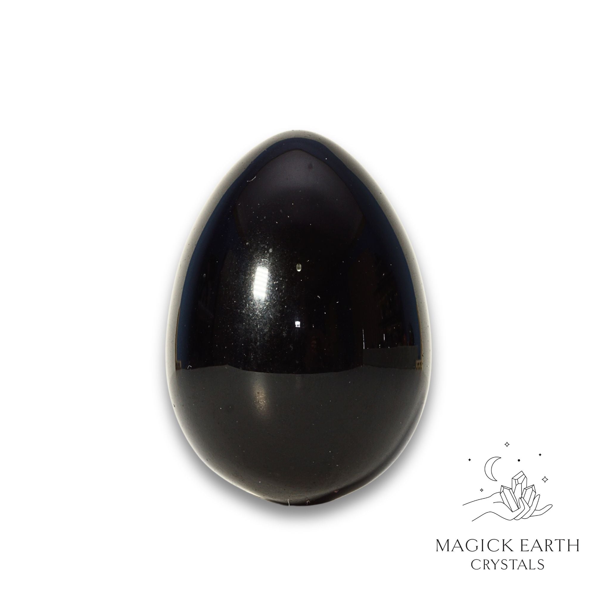 Natural Obsidian crystal egg view e