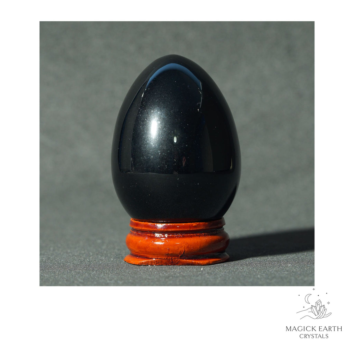 Natural Obsidian crystal egg view f