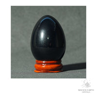 Natural Obsidian crystal egg view f