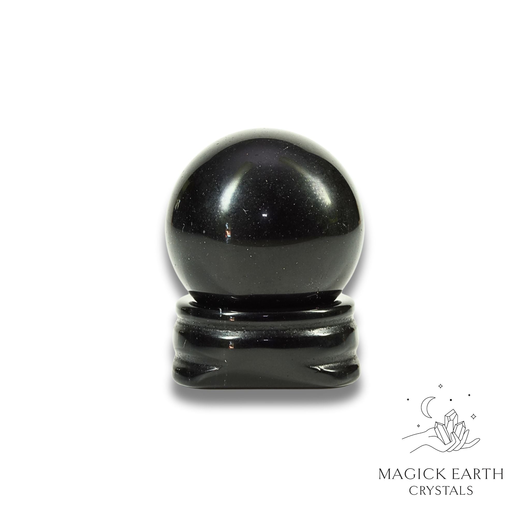 Natural Obsidian crystal sphere view a