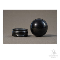 Natural Obsidian crystal sphere with Obsidian Stand view b