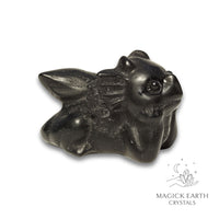Natural Obsidian crystal dragon figurine view a