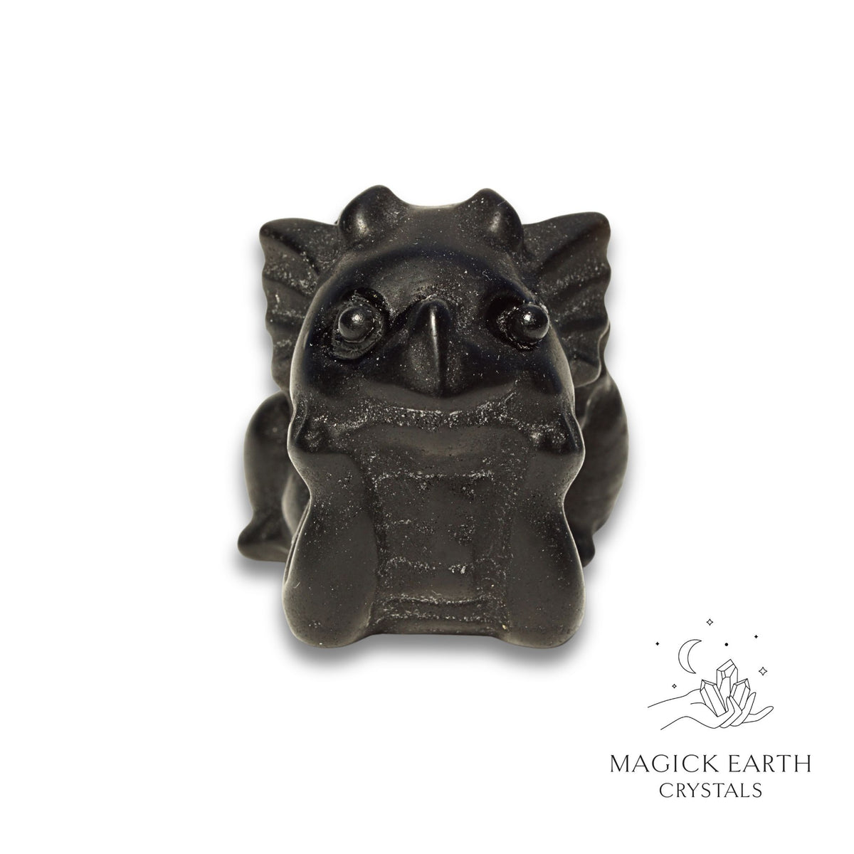 Natural Obsidian crystal dragon figurine view c
