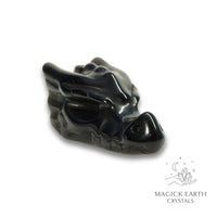Natural Obsidian crystal dragon skull view a