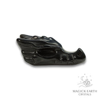 Natural Obsidian crystal dragon skull view c