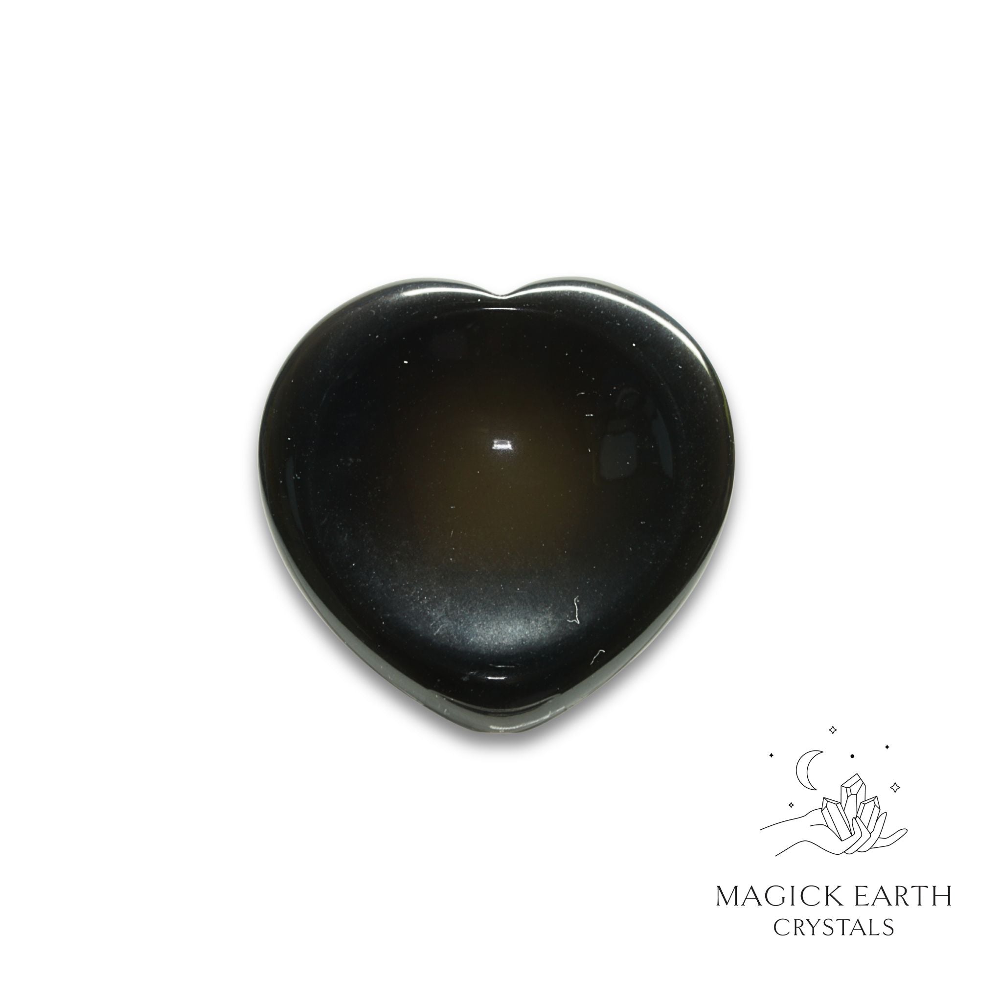 Natural Obsidian heart thumb stone view a