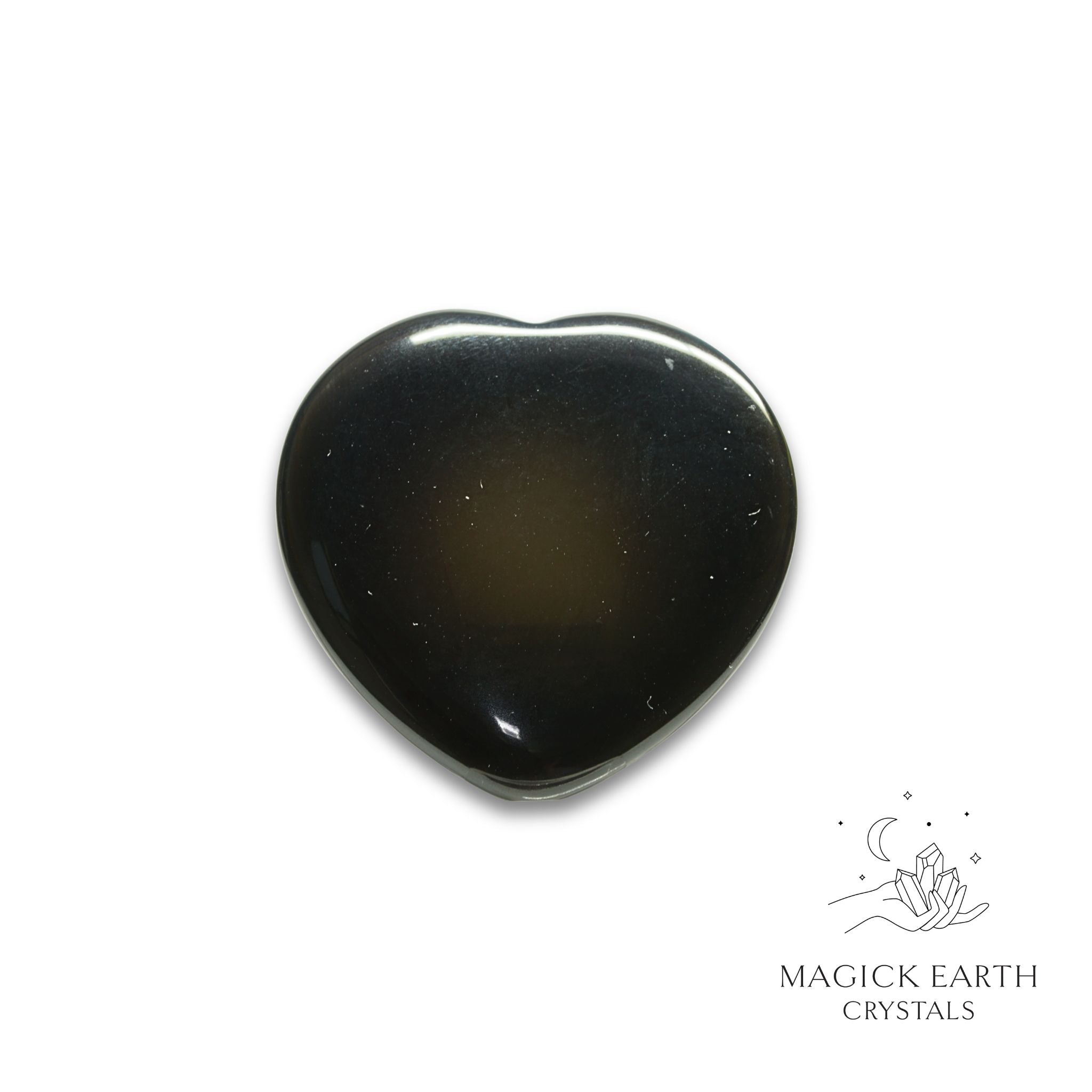 Natural Obsidian heart thumb stone view b