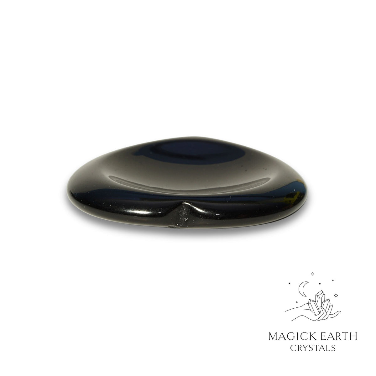 Natural Obsidian heart thumb stone view c