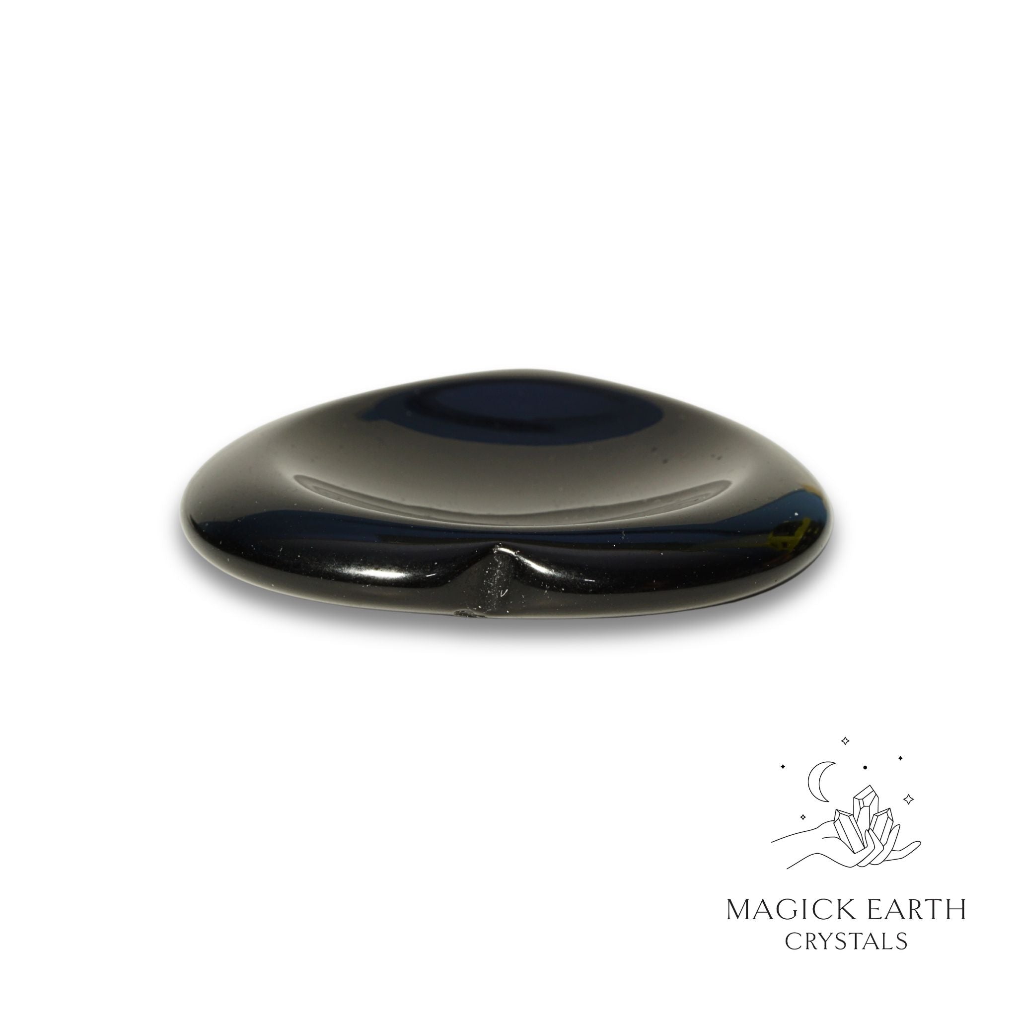 Natural Obsidian heart thumb stone view c