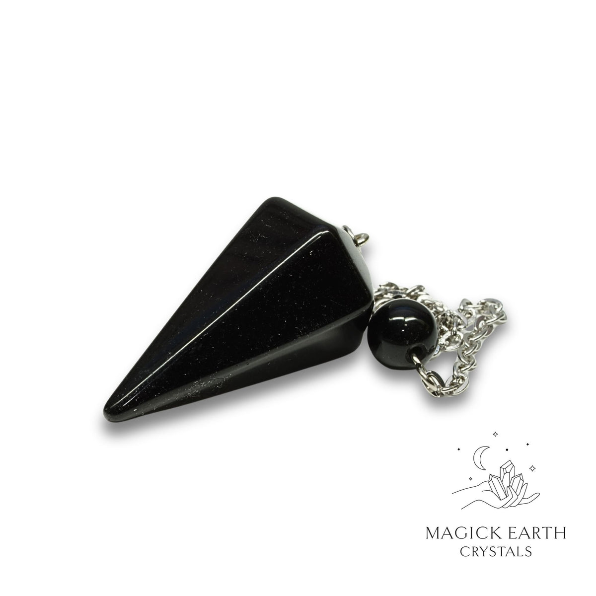 Natural Obsidian crystal large cone pendulum view a