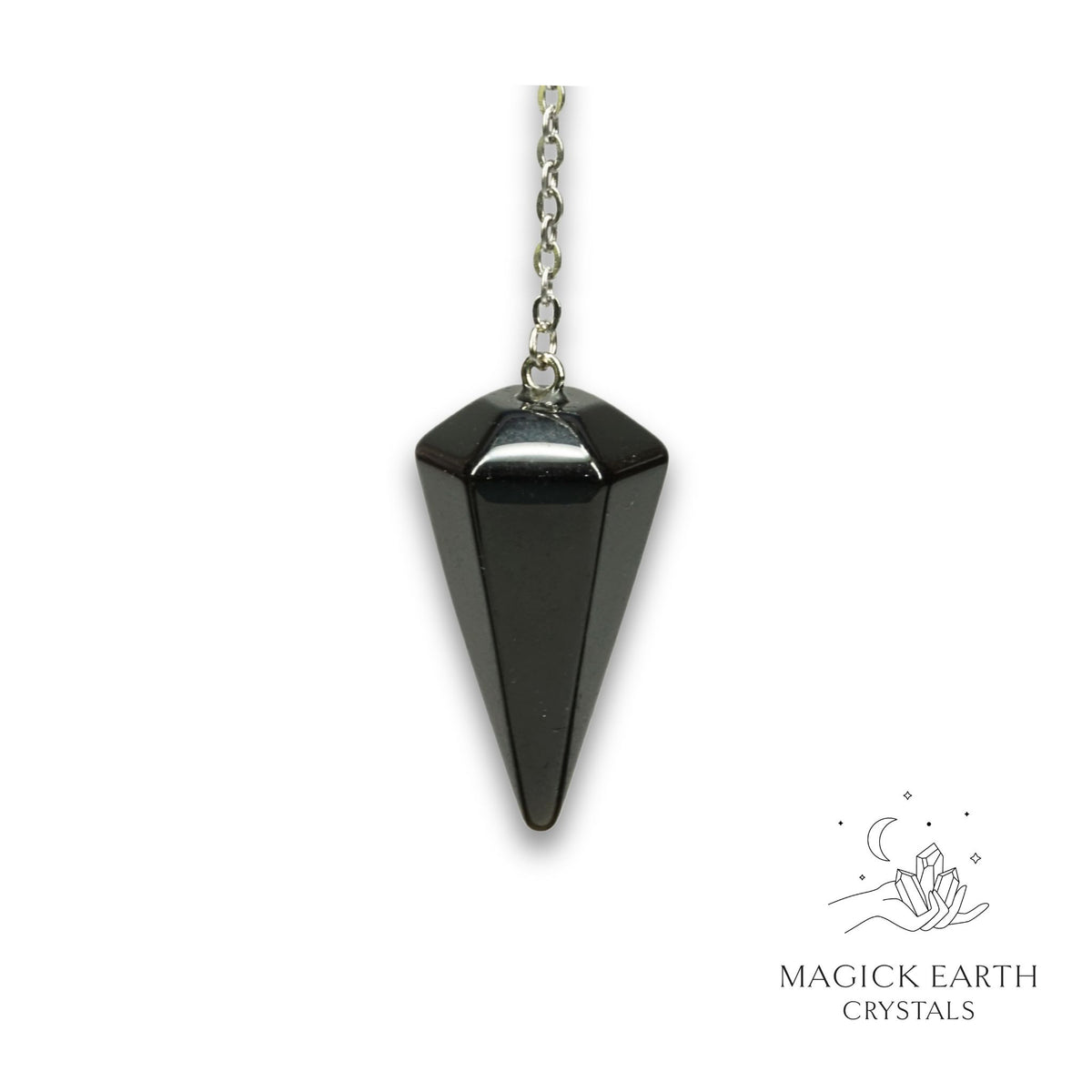 Natural Obsidian crystal large cone pendulum view b