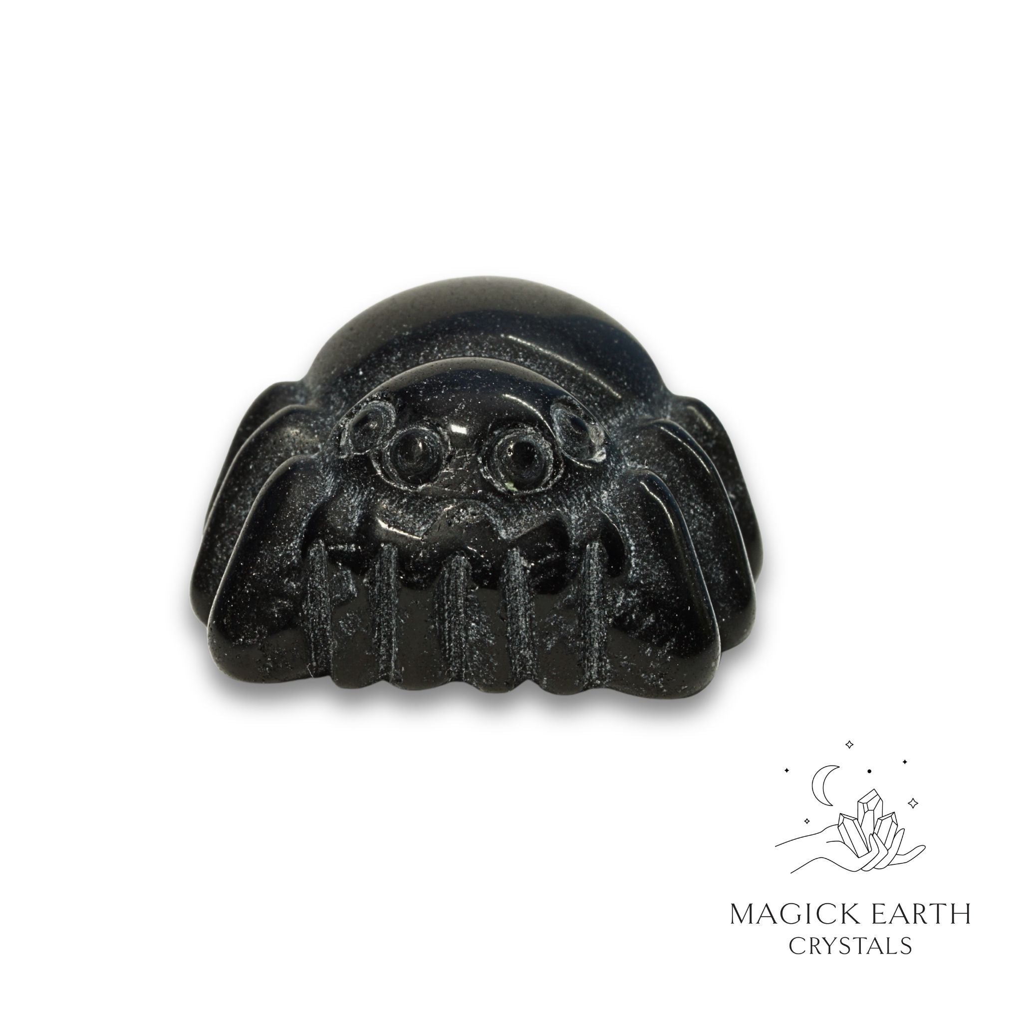 Natural Obsidian crystal spider figurine view b