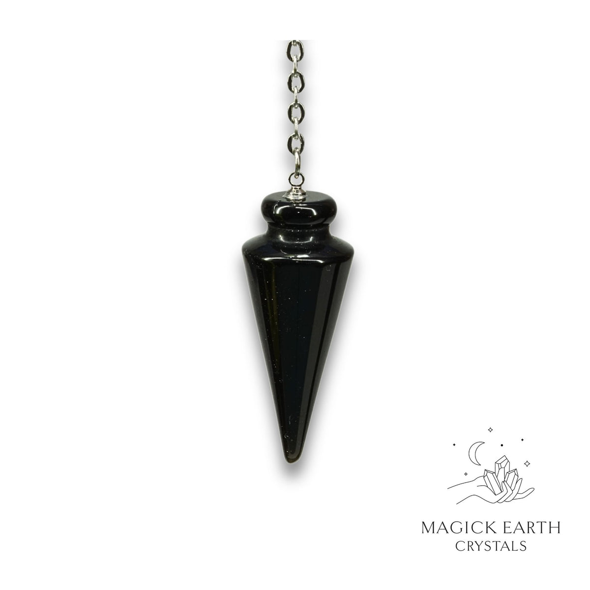Natural Obsidian spike crystal pendulum view b