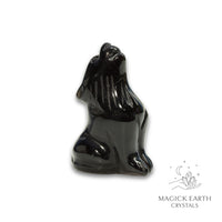 Natural Obsidian crystal wolf figurine view a
