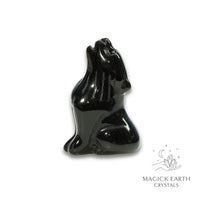 Natural Obsidian crystal wolf figurine view b