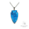 Electroplated Quartz Arrowhead pendant with Ocean Colouring and Platinum Finish for Amplified Insight. Back View