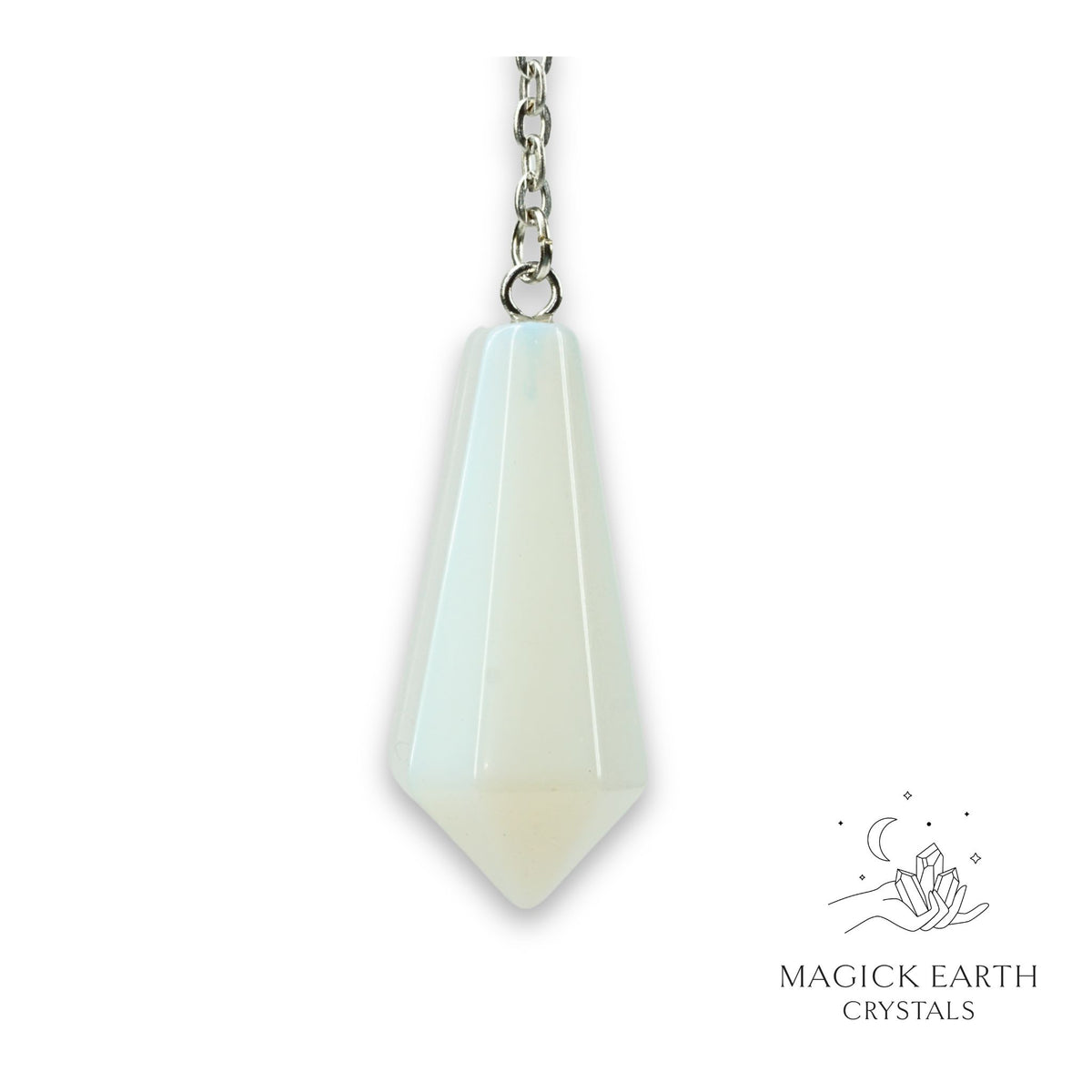 Opalite Crystal Bullet Pendulum Vertical View for Luminous Guidance